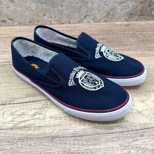 Sperry X Brooks Brothers Boat Shoes Mens Size 11 Navy Blue Crest Canvas Slip-On
